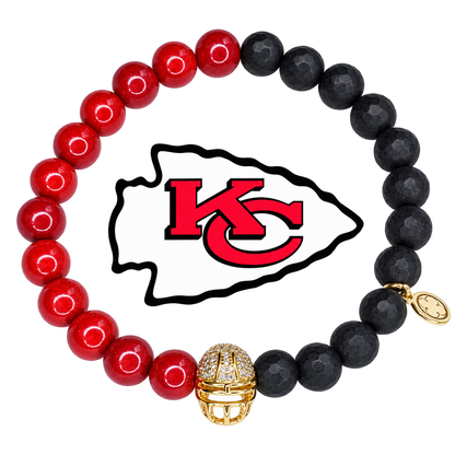 Mens Kansas City Chiefs with Gold Pavé Helmet with preserved team logo on transparent background