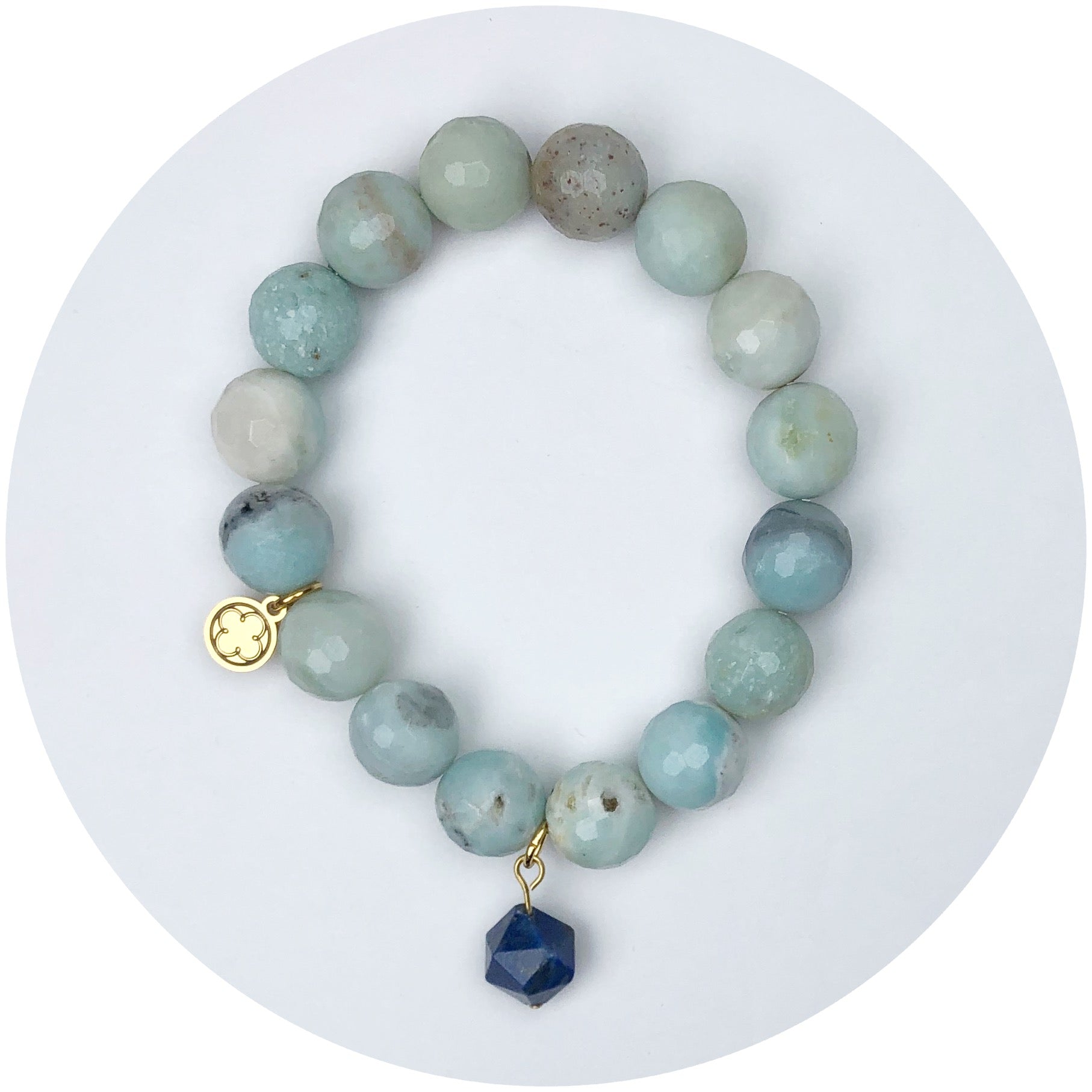 Blue Lagoon Riverstone with Lapis Diamond Pendant