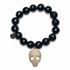 Black Onyx with Pavé Gold Skull on white studio background