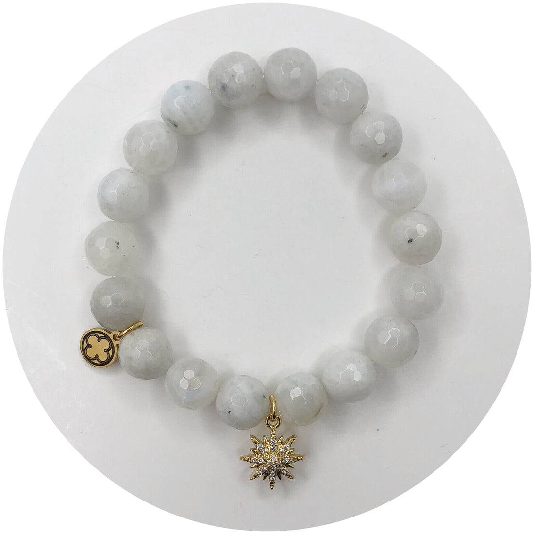 Moonstone with Gold Pavé Mini Snowflake