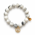 White Howlite with Pavé Gold Peace Sign Pendant on white studio background