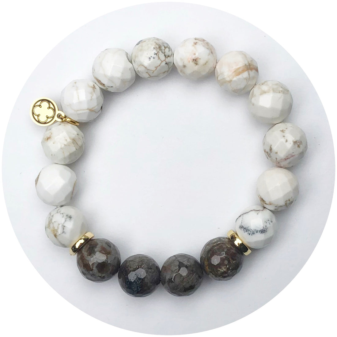 Sugar Creme Agate and Cocoa Jasper with Gold Spacers