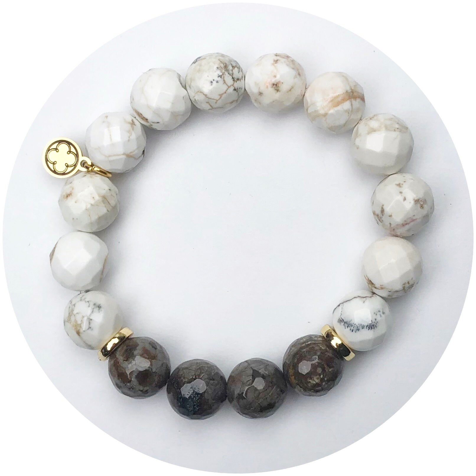 Sugar Creme Agate and Cocoa Jasper with Gold Spacers