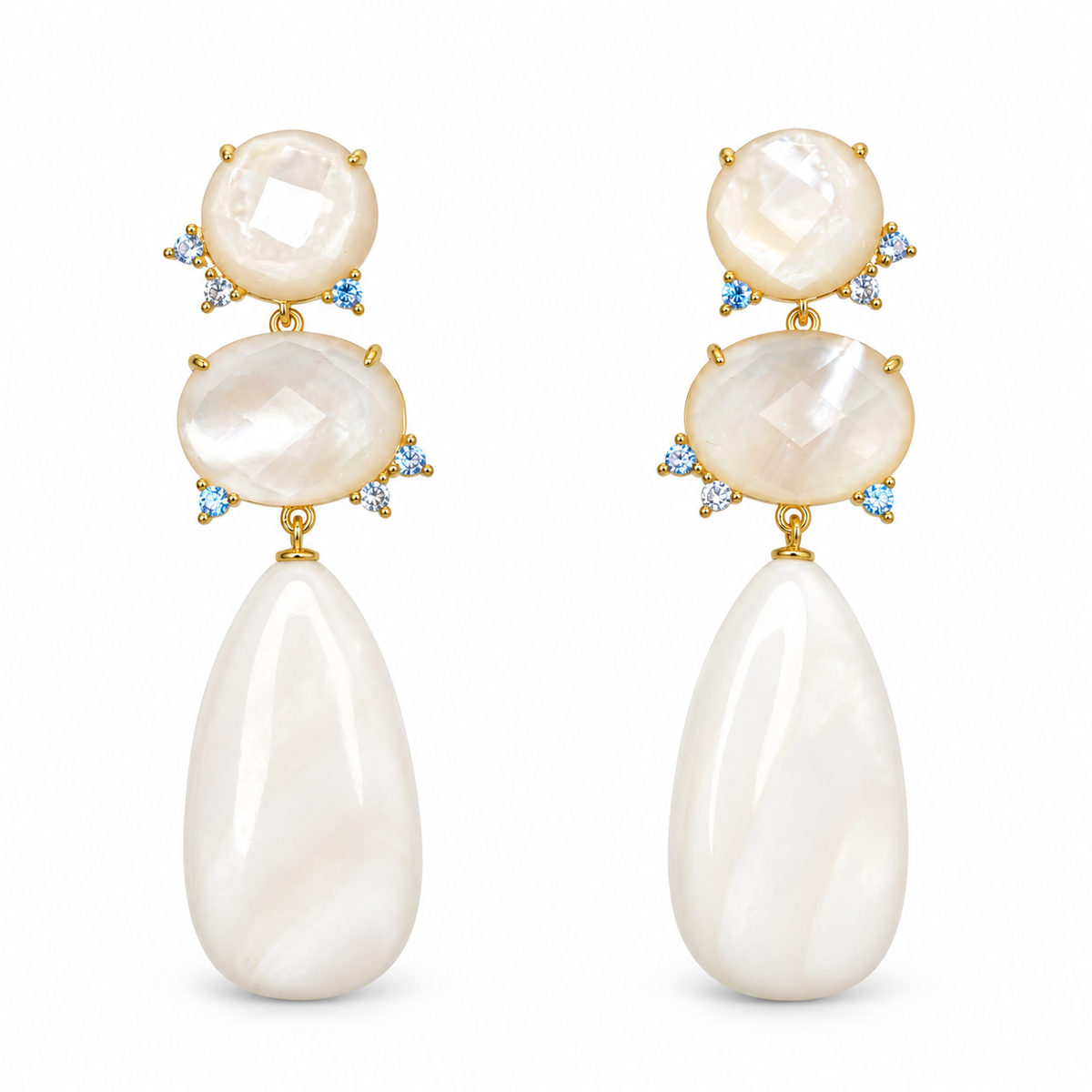 Mother of Pearl Teardrop Earring on a white background