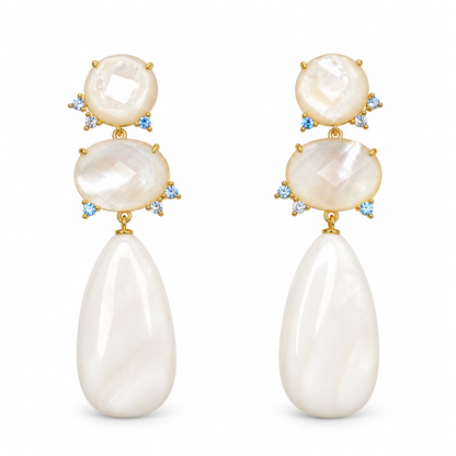 Mother of Pearl Teardrop Earring on a white background