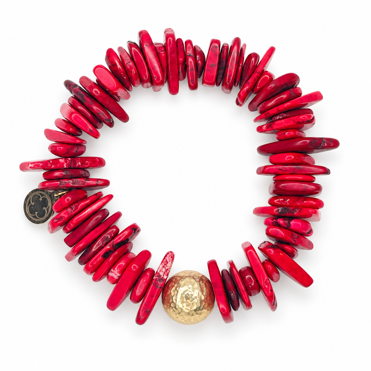 Red Howlite Slices with Hammered Gold Accent — Oriana LaMarca