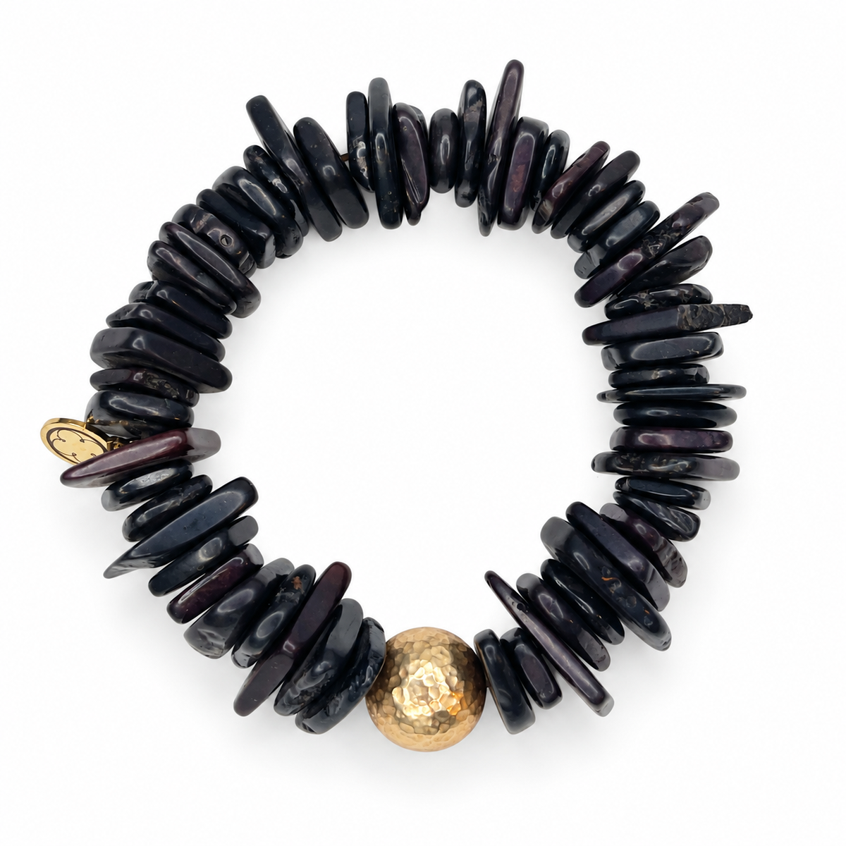 Black Howlite Slices with Hammered Gold Accent — Oriana LaMarca
