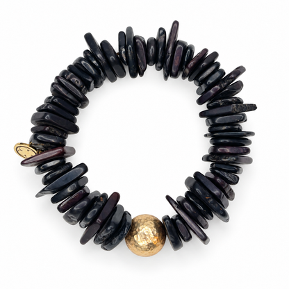 Black Howlite Slices with Hammered Gold Accent — Oriana LaMarca