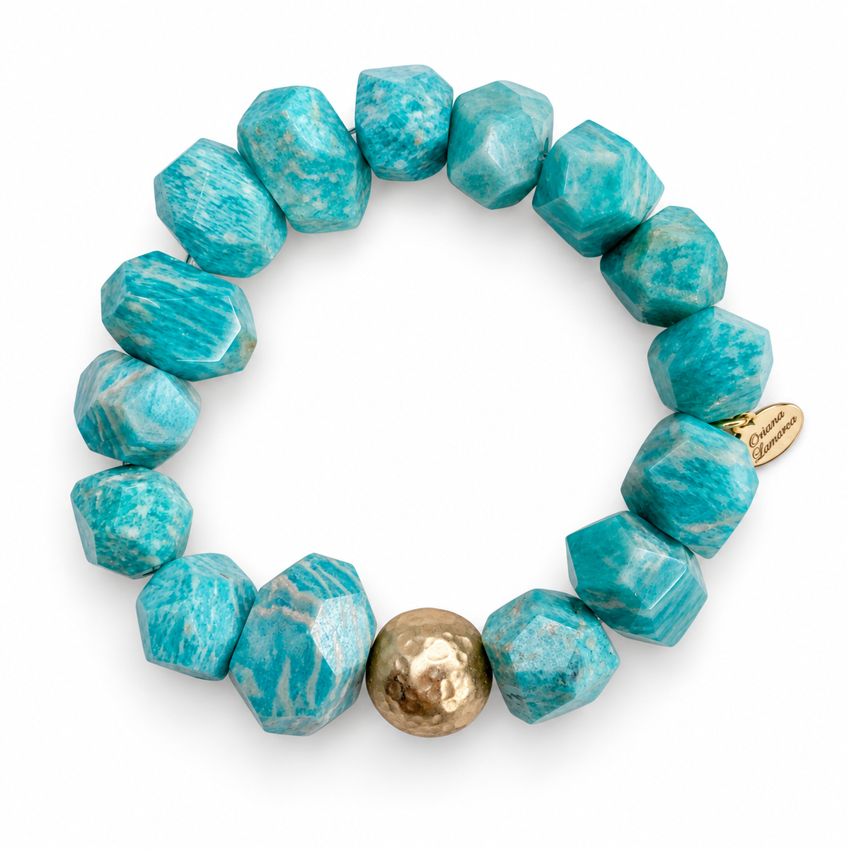 Amazonite Light Nugget with Hammered Gold Accent — Oriana LaMarca