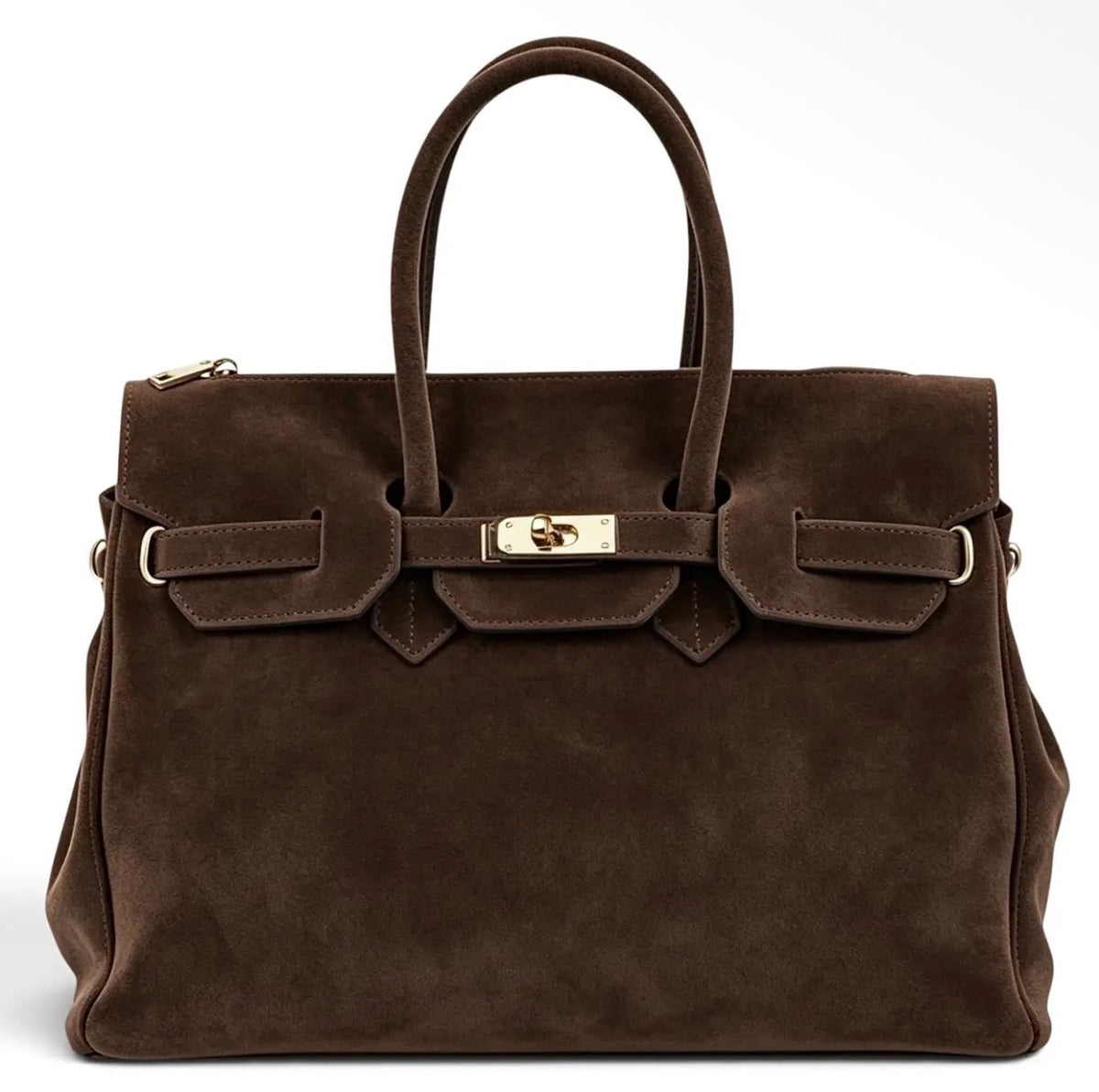 Monica Chocolate Brown Natural Suede Handbag