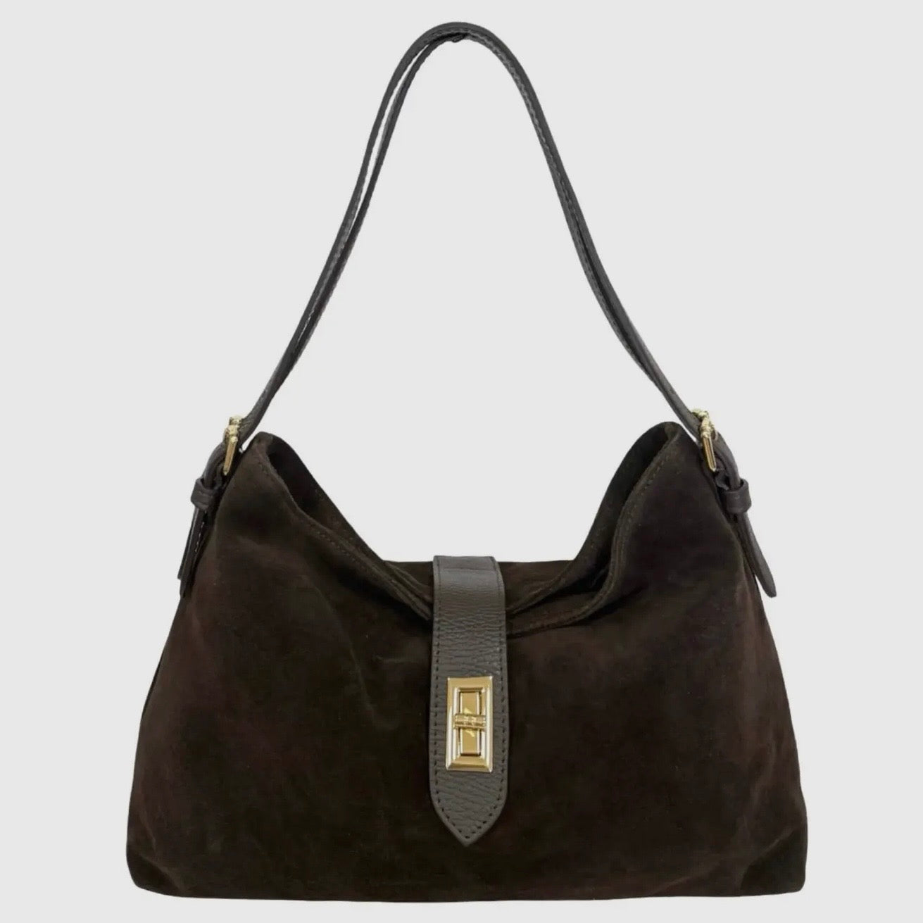 Sarina Chocolate Suede Shoulder Bag