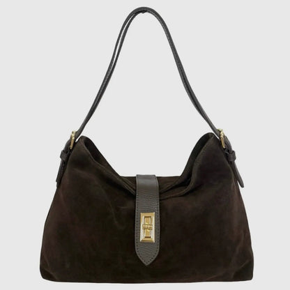 Sarina Chocolate Suede Shoulder Bag