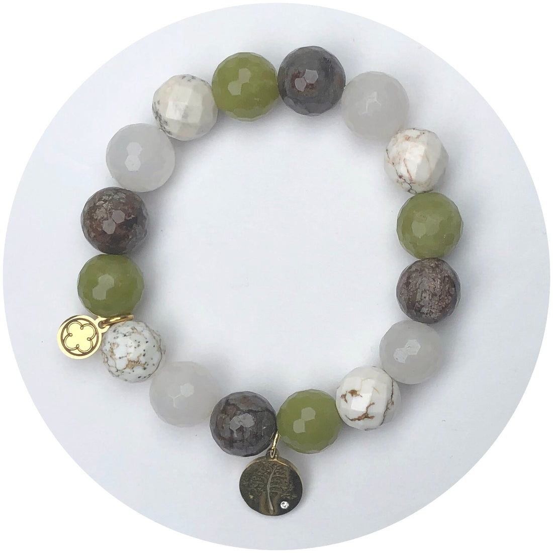 Mista Terra Agate with Pavé Gold Tree of Life Pendant
