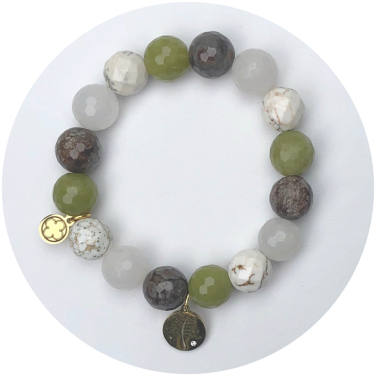 Mista Terra Agate with Pavé Gold Tree of Life Pendant