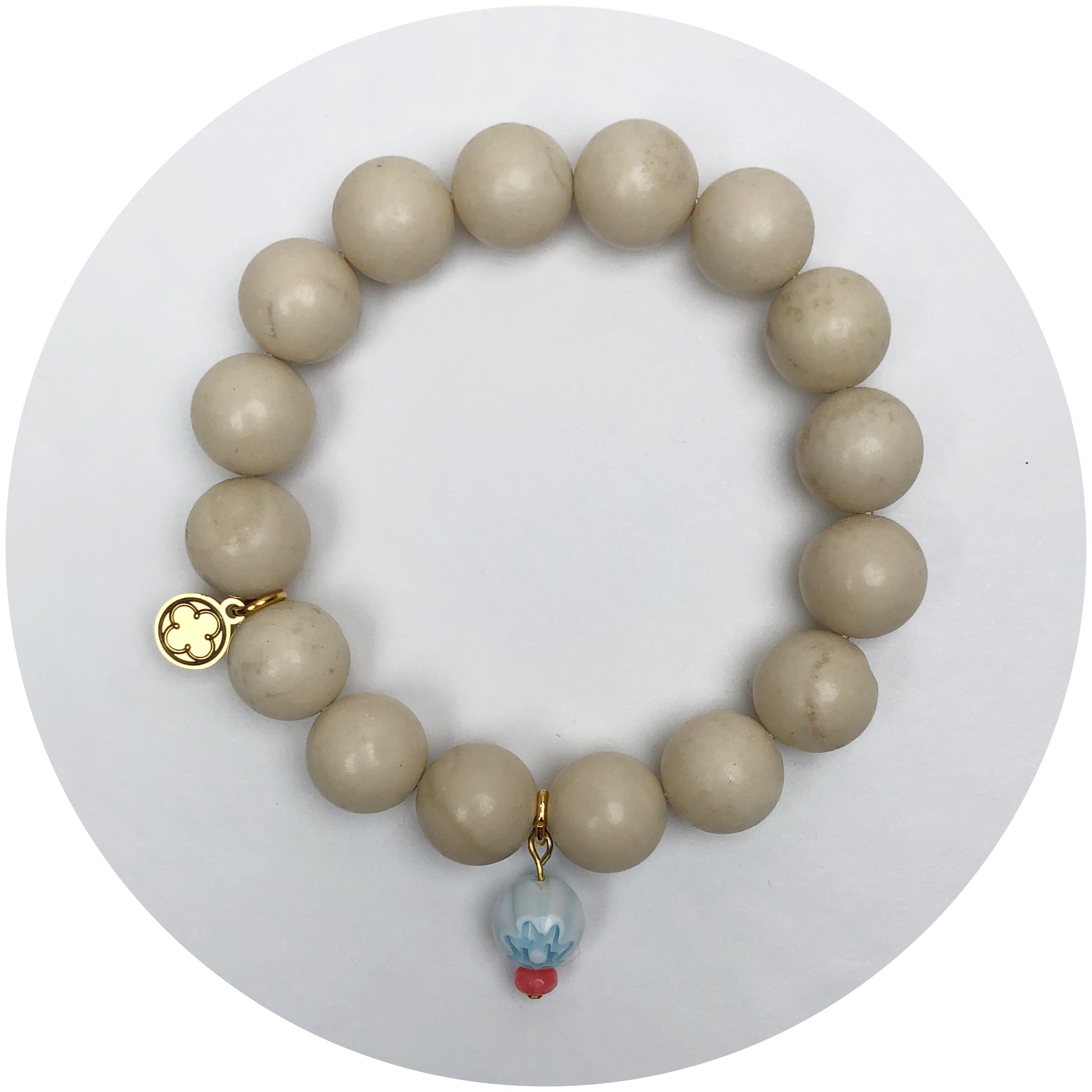 Sand Riverstone with Millefiori Pendant