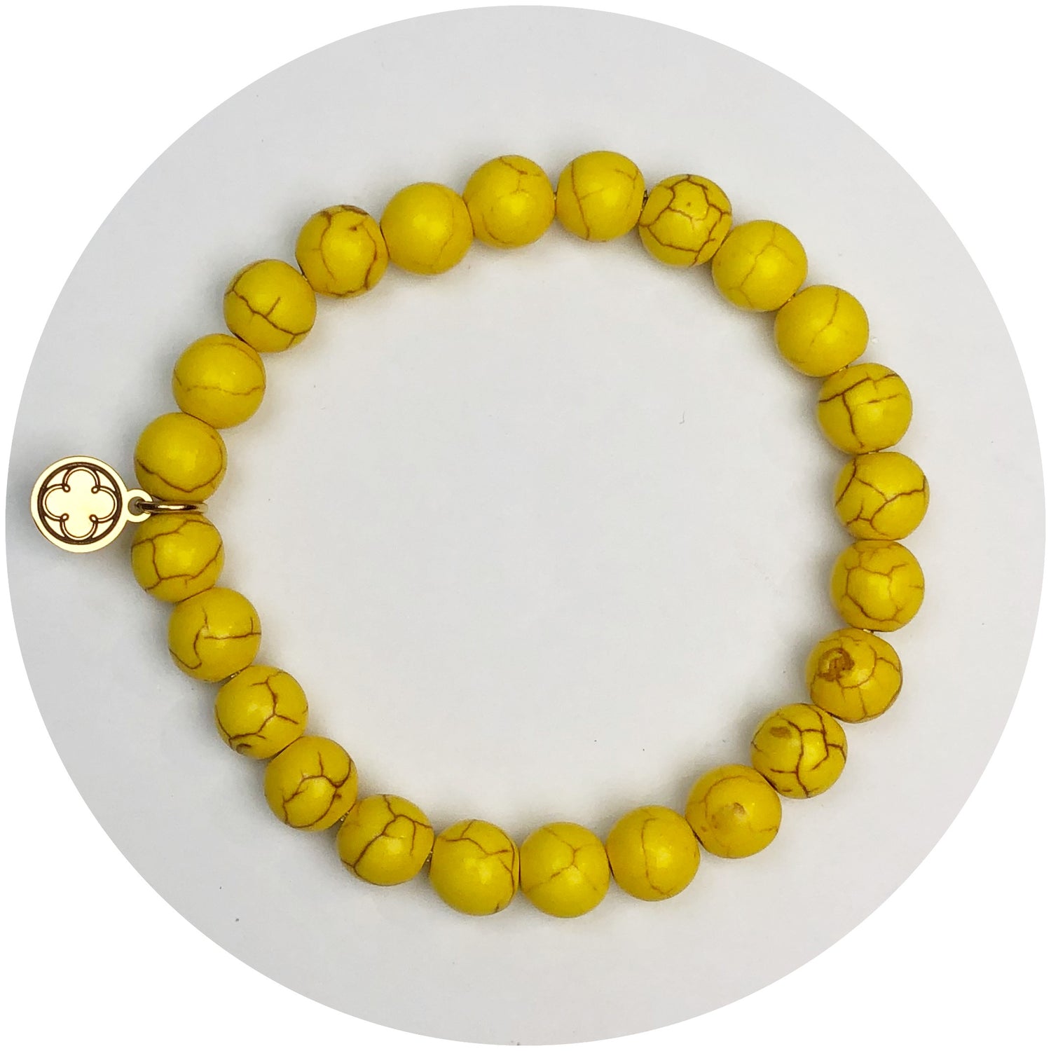 Yellow Howlite Beaded Bracelet