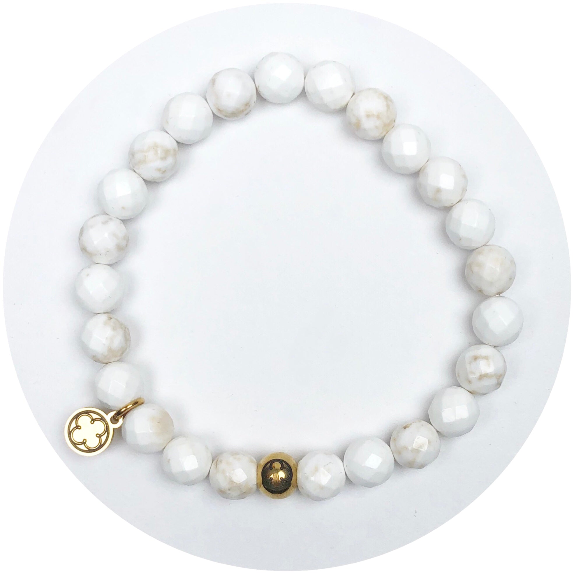 Mens White Magnesite with Gold Accent
