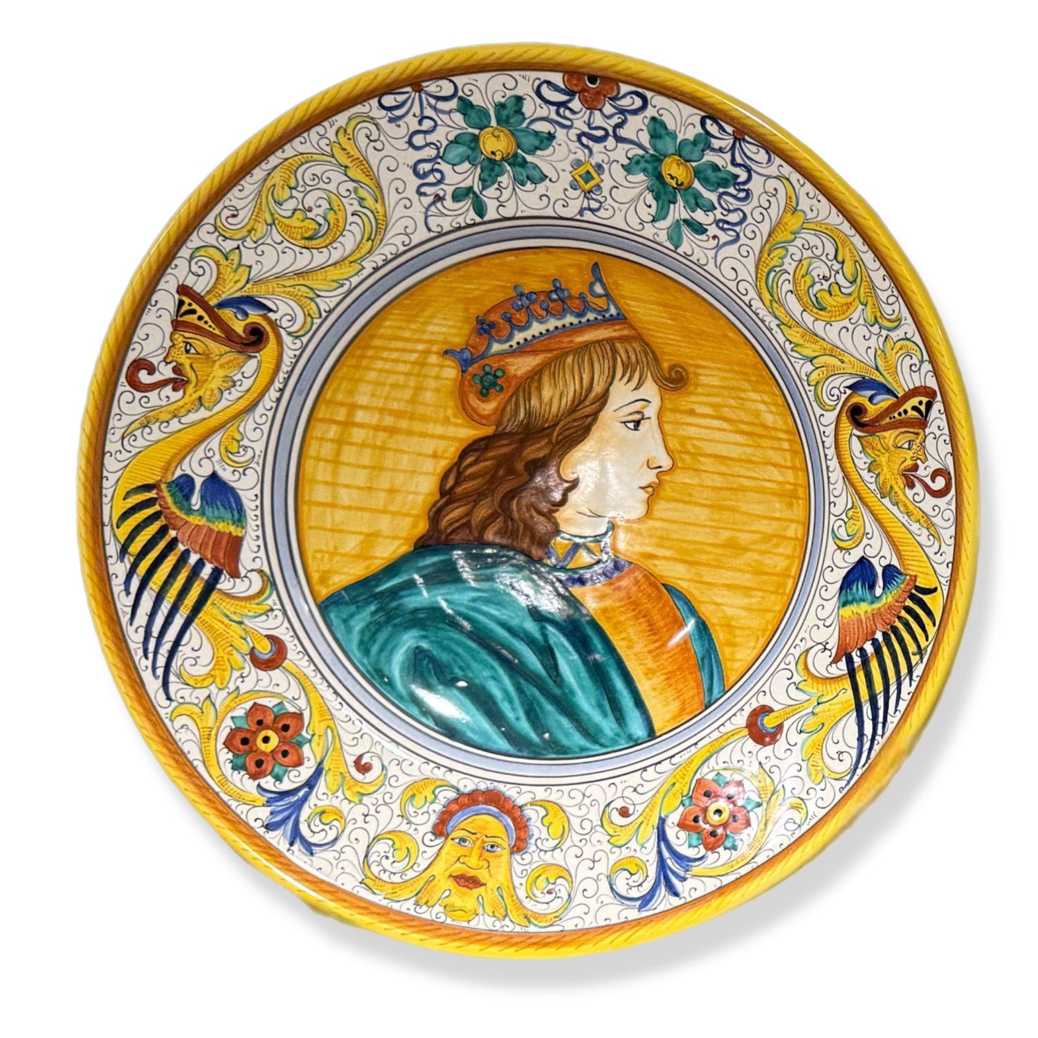 Giulio Gialletti Male Hand Painted in Deruta Italy Wall Plate - Oriana Lamarca LLC