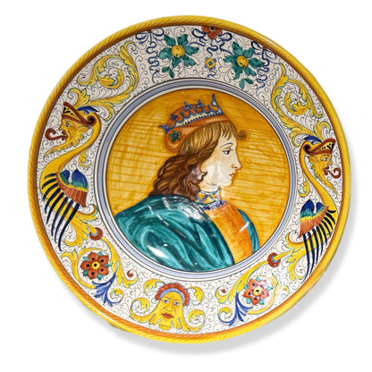 Giulio Gialletti Male Hand Painted in Deruta Italy Wall Plate - Oriana Lamarca LLC