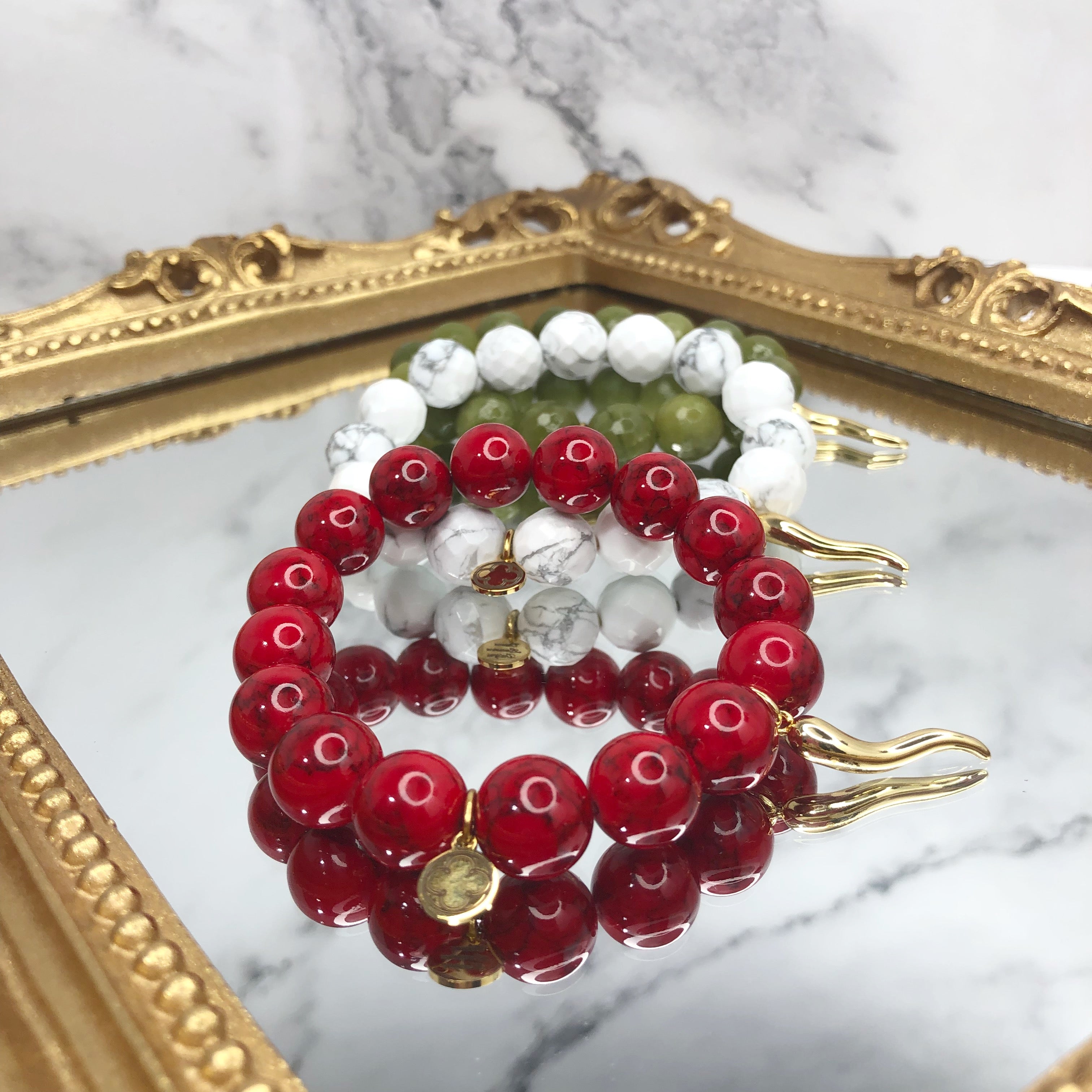 Red Howlite with Gold Horn Cornicello Pendant – Oriana Lamarca Designs