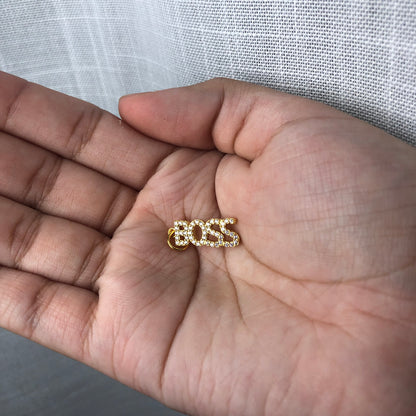 Gold Pavé &quot;Boss&quot; Pendant