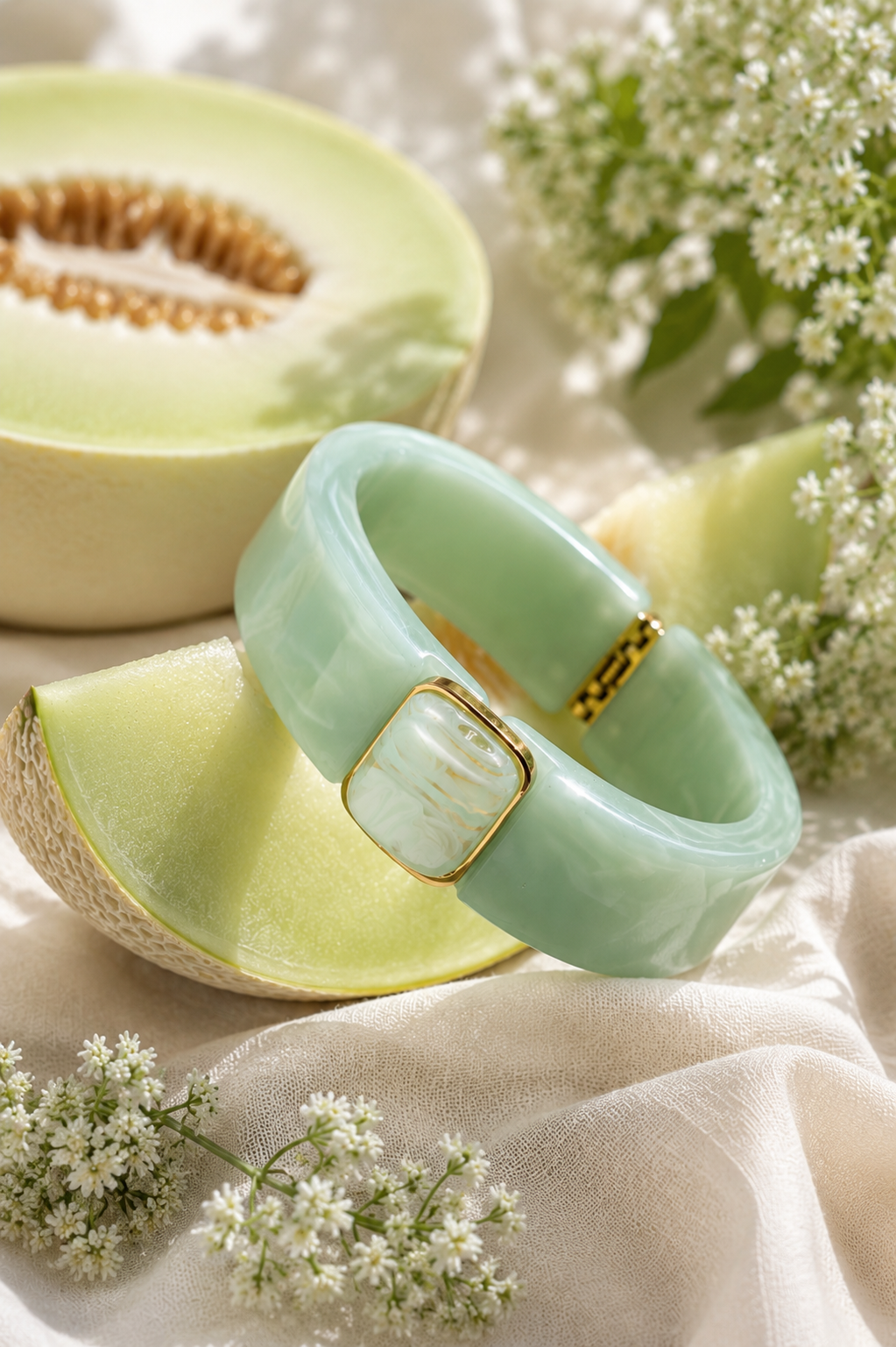 Valentina Amazonite Acrylic Hinged Bangle