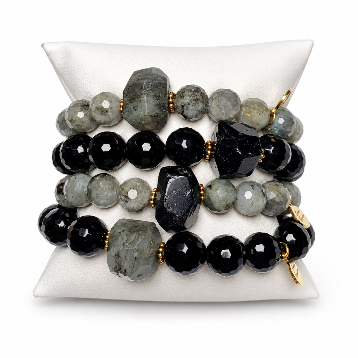 Black Onyx &amp; Paloma Pewter Rock Candy Armparty on white studio background
