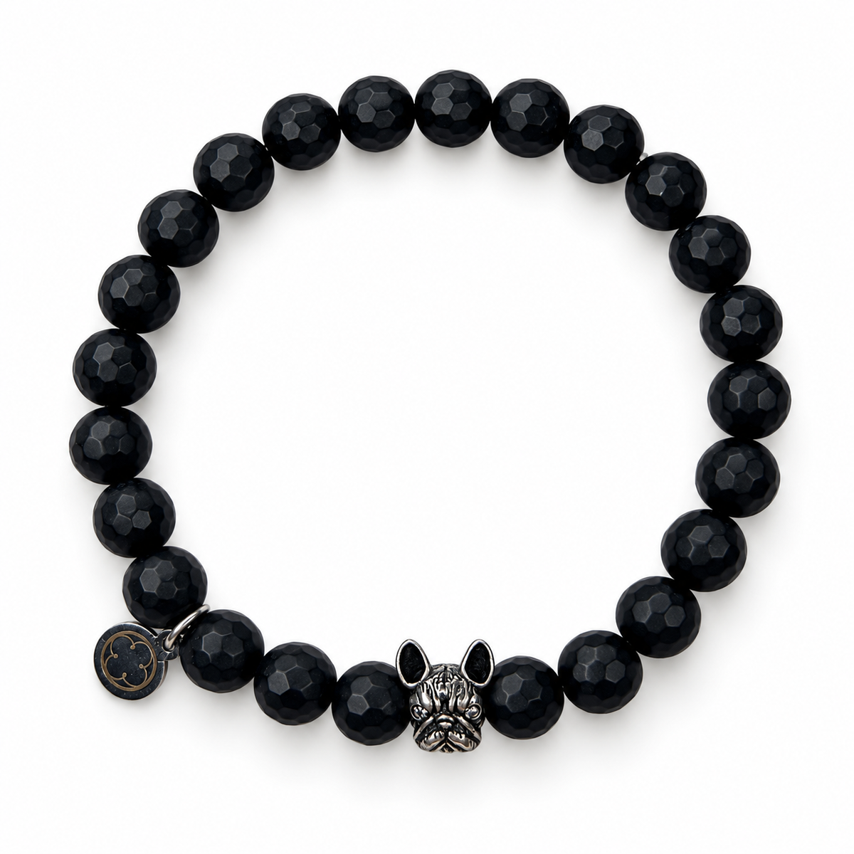 Mens Matte Black Onyx with French Bulldog on white studio background