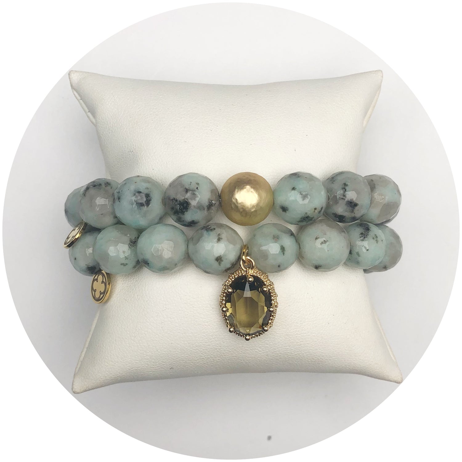 Kiwi Jasper Gold Tone Color Stax