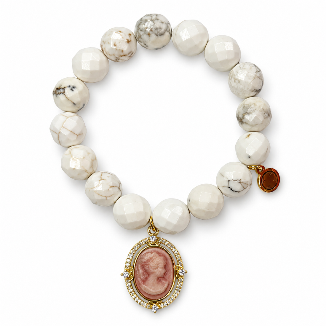 White Magnesite with Pavé Pink Cameo — Oriana LaMarca