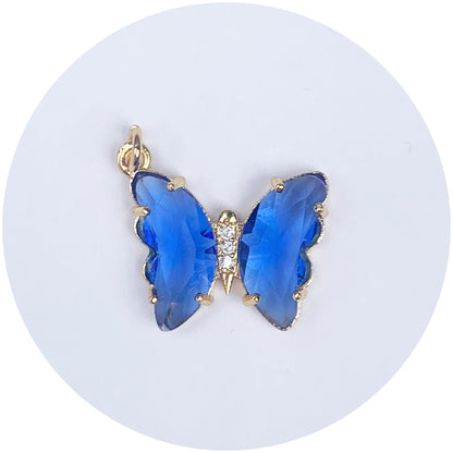 Blue Glass Butterfly Pendant