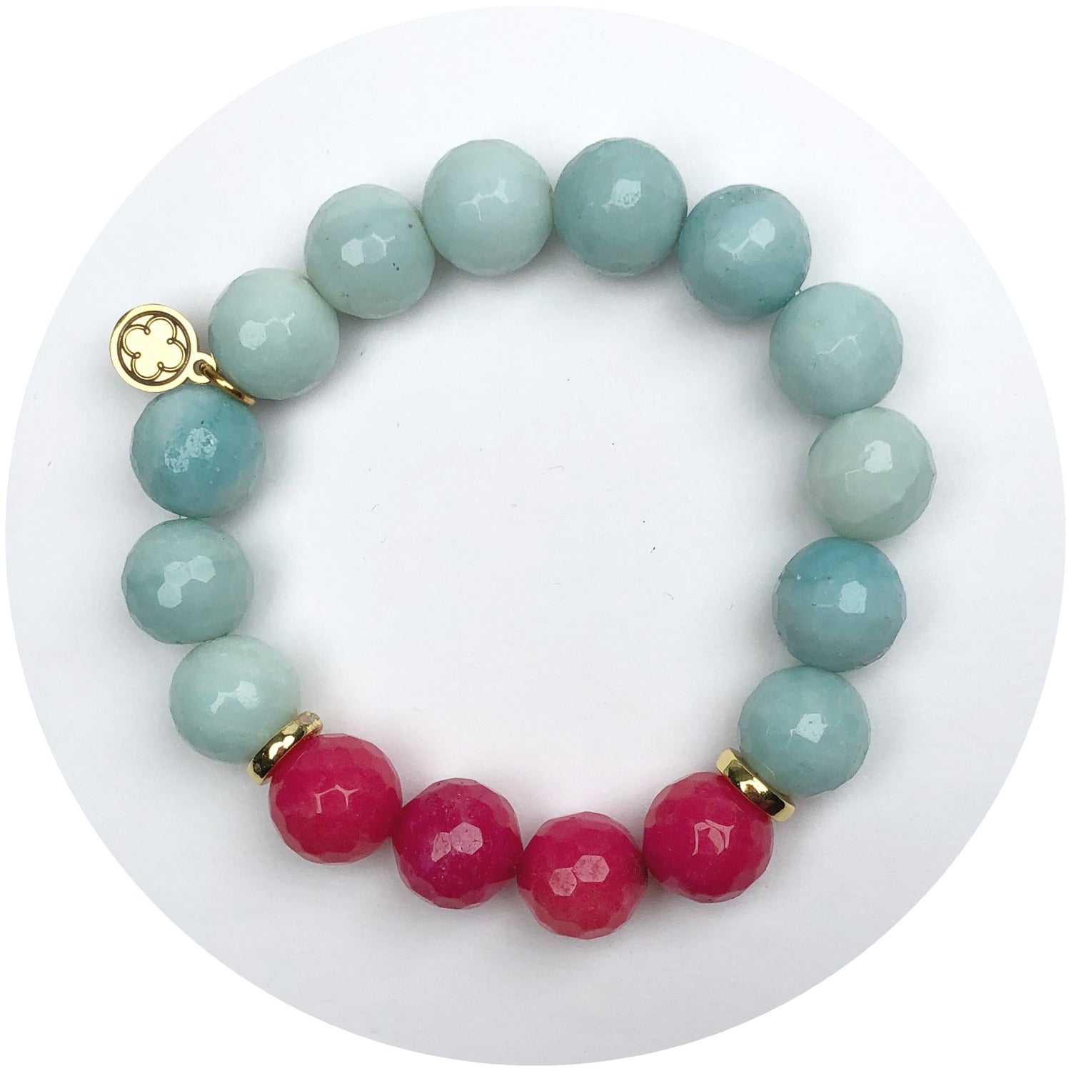 Icy Frosted Jade and Fuchsia Jade with Gold Spacers