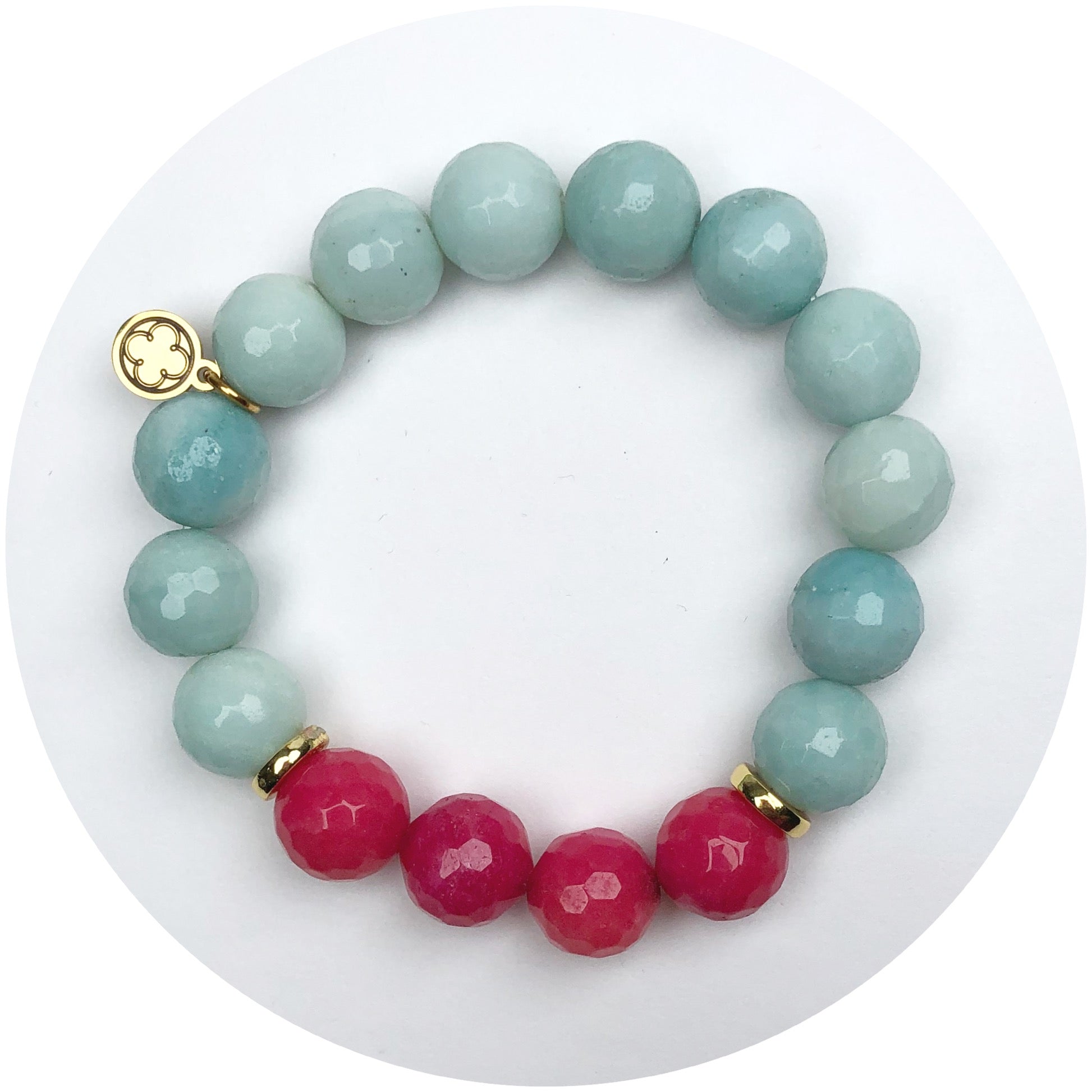 Icy Frosted Jade and Fuchsia Jade with Gold Spacers
