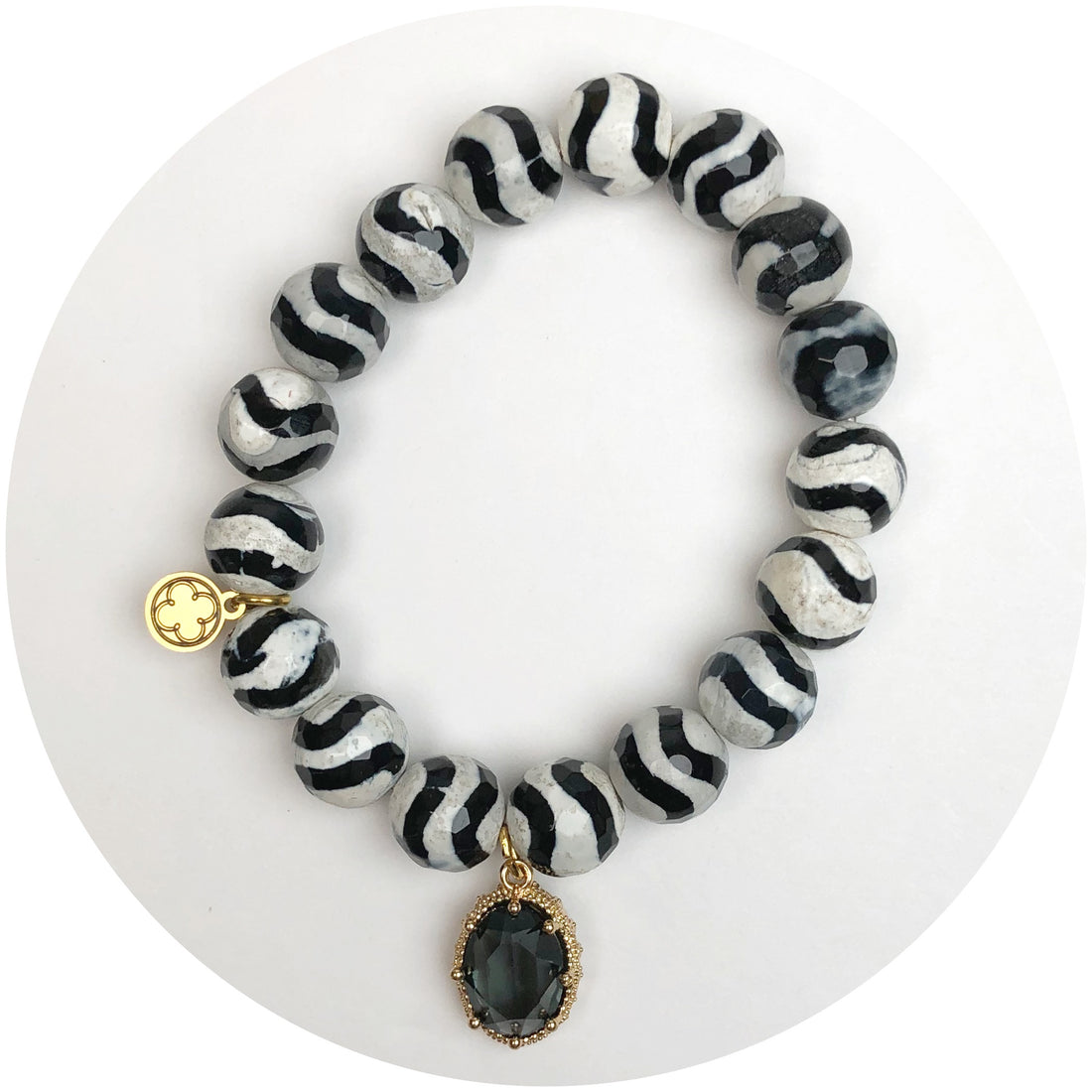 Dark Obsidian Wave with Pewter Topaz Pendant