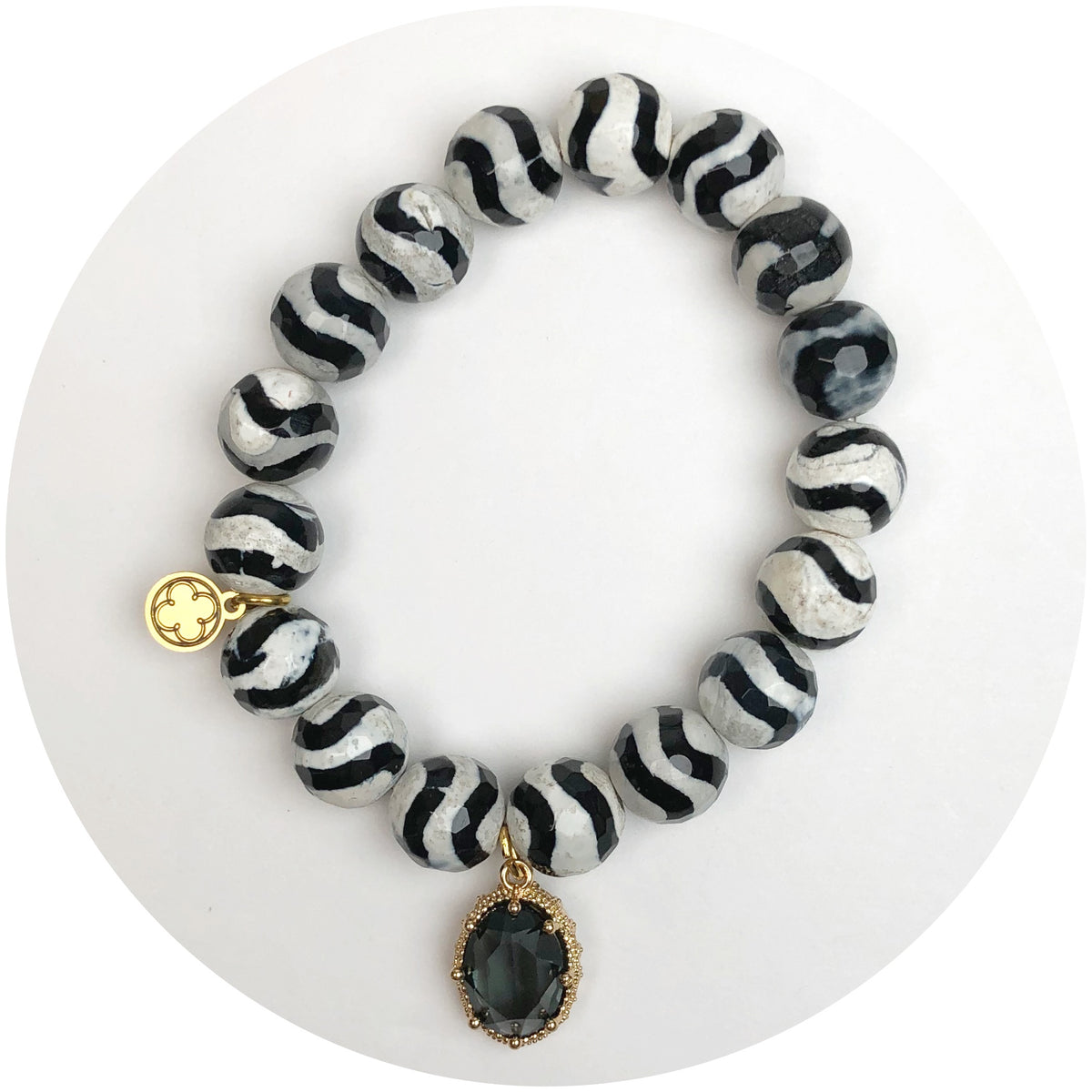 Dark Obsidian Wave with Pewter Topaz Pendant