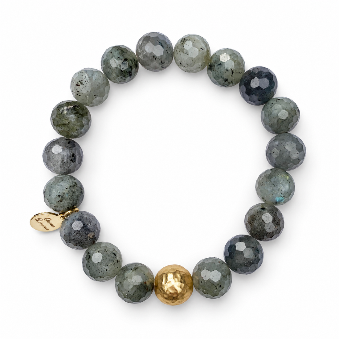 Paloma Pewter with Hammered Gold Accent on white studio background