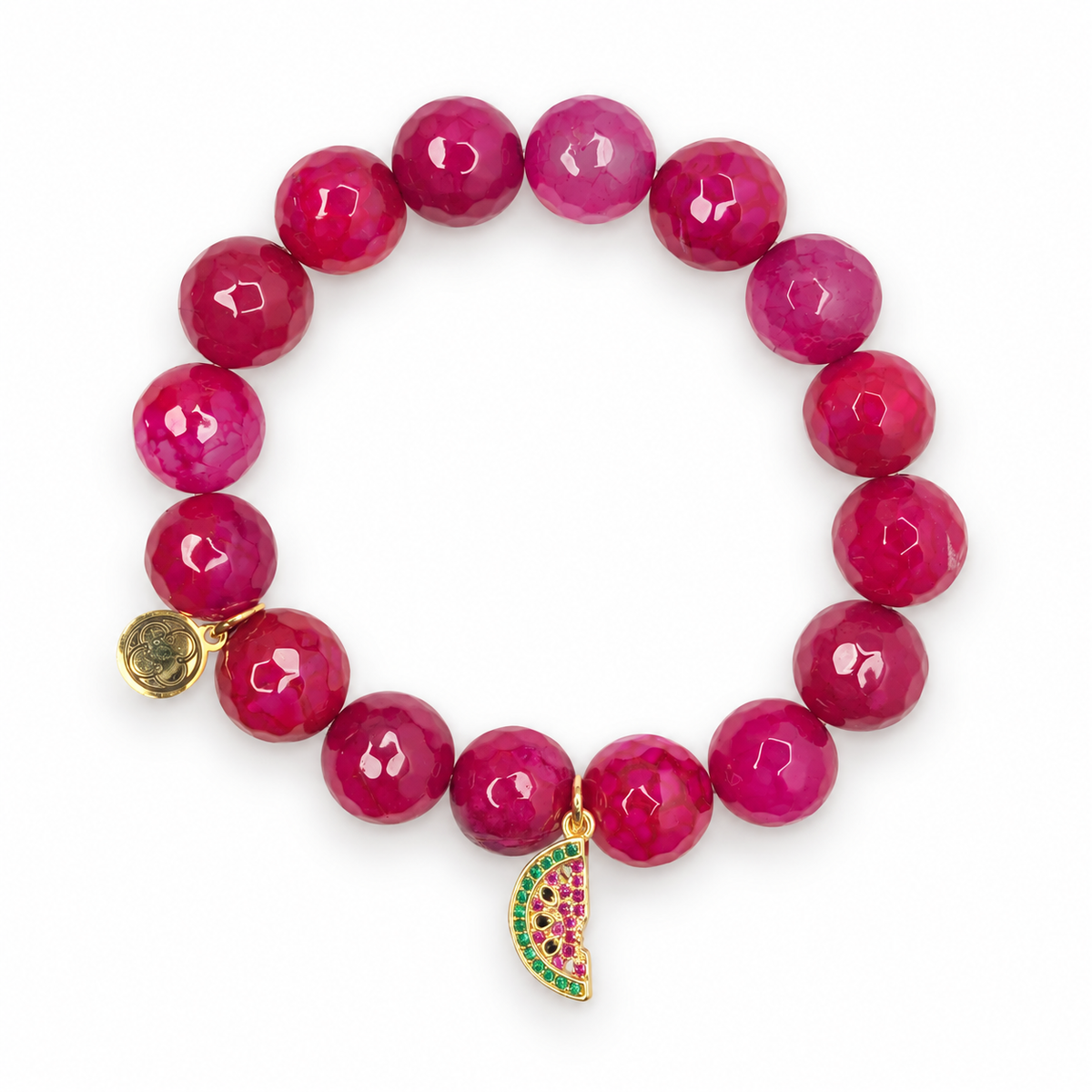 Magenta Jade with Pavé Watermelon Slice Pendant on white studio background