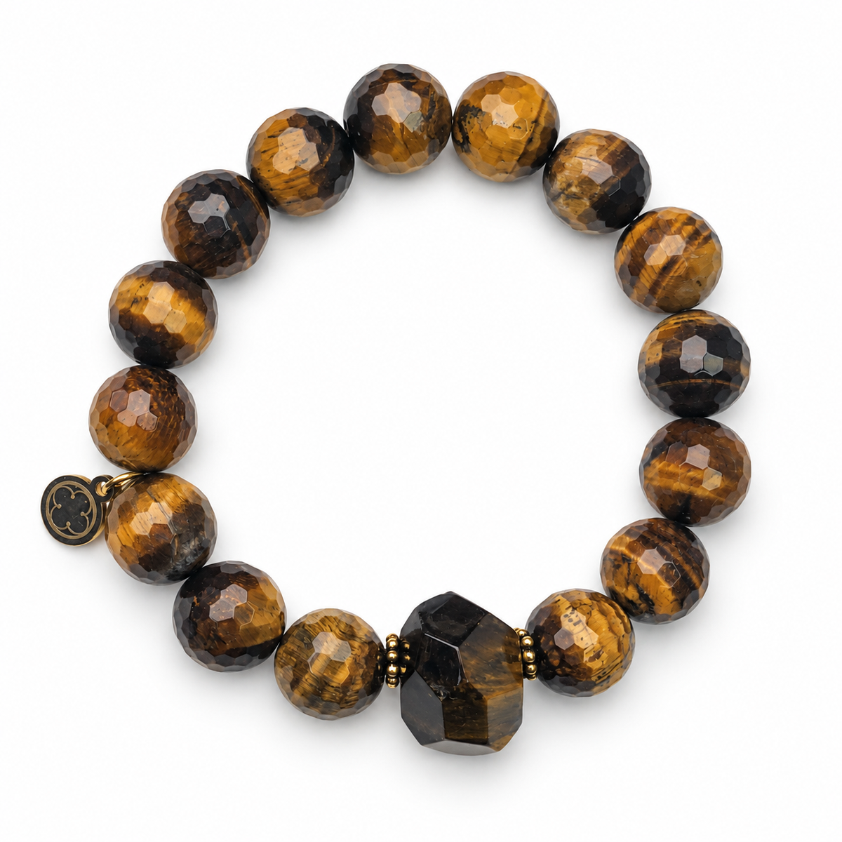 Tiger Eye with Tiger Eye Nugget Rock Candy on white studio background