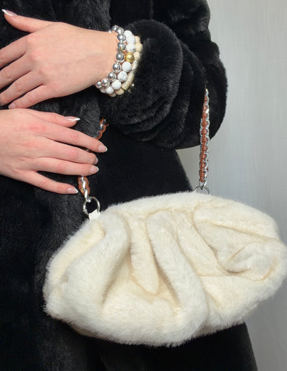 La Nuvola Beige Faux Mink Bag - Oriana Lamarca LLC