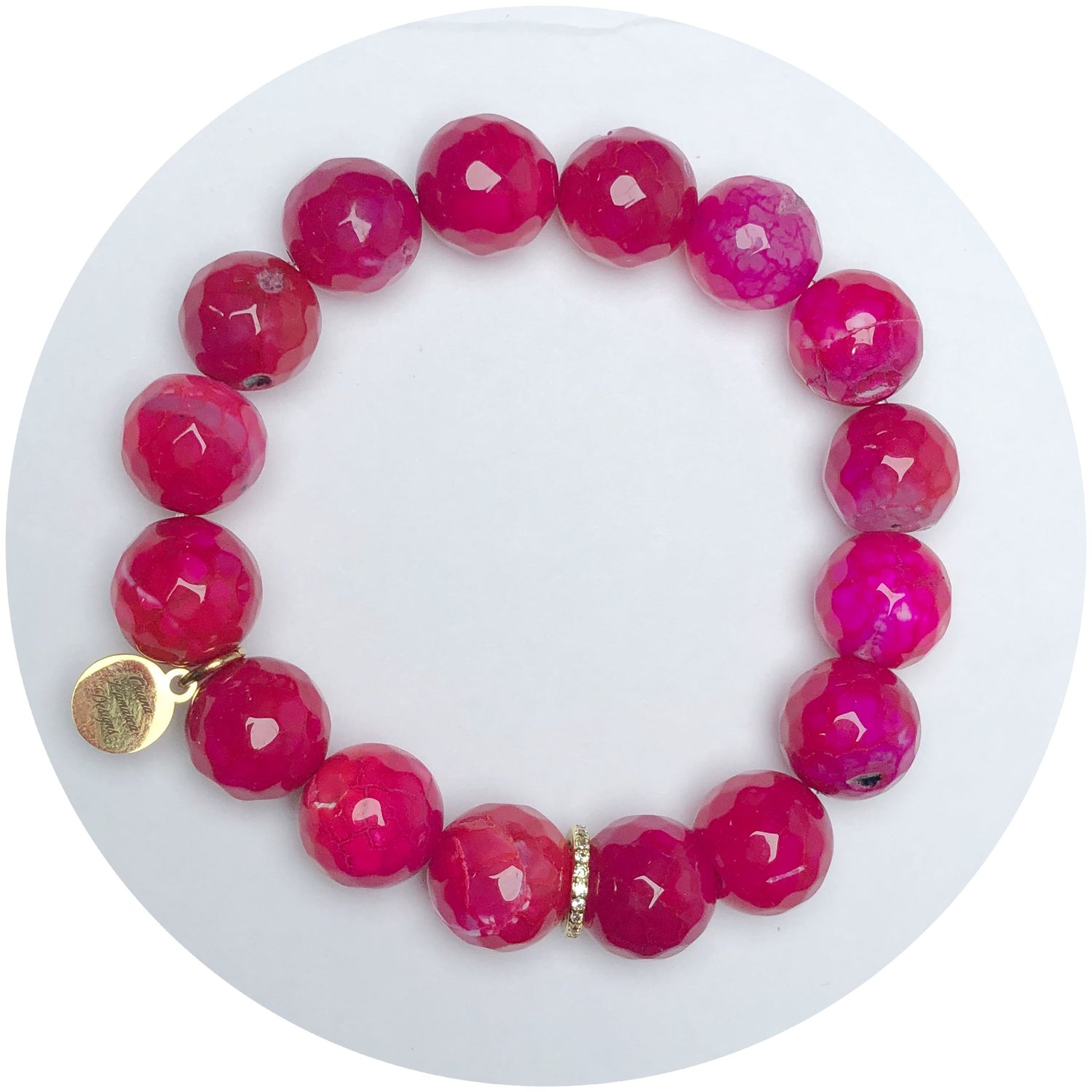 Fuchsia Jade with Gold Pavé Spacer