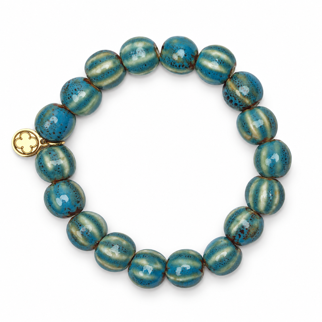 Turquoise Ceramic Riccio Beaded Bracelet on white studio background