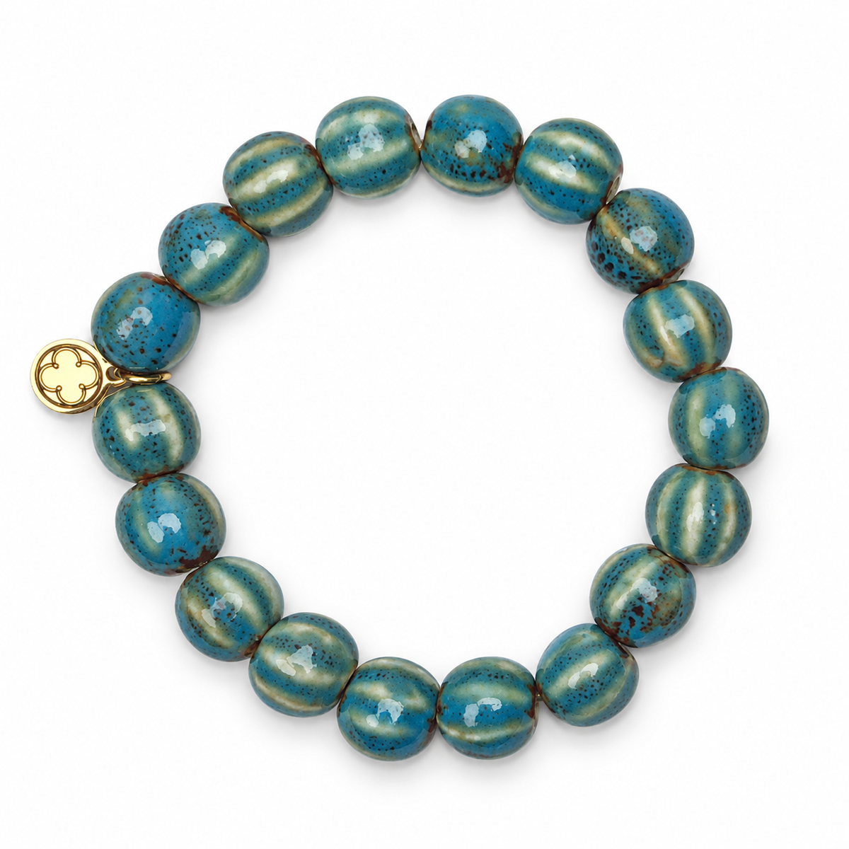 Turquoise Ceramic Riccio Beaded Bracelet on white studio background