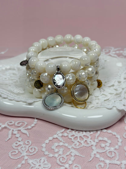 Mosaic Mother of Pearl with Mother of Pearl Gold Pavé Disc