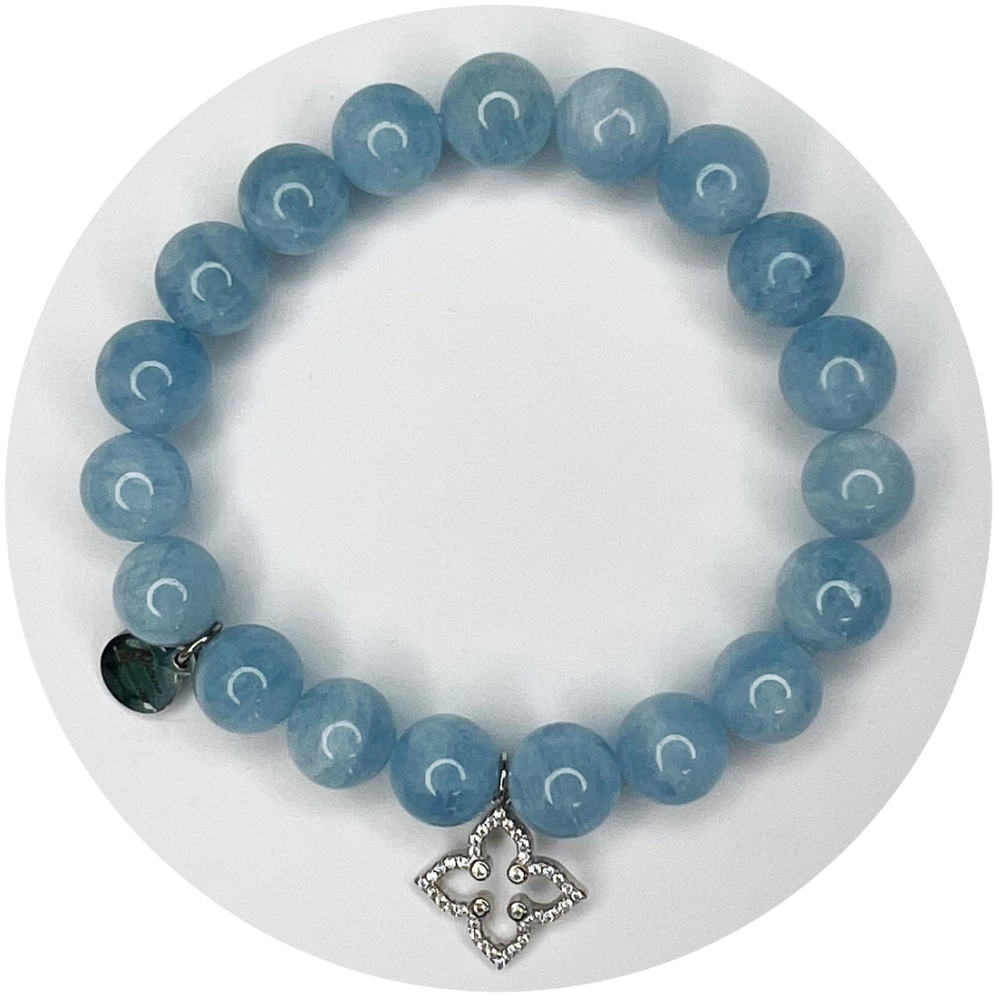Aquamarine with Pavé Silver Clover Pendant