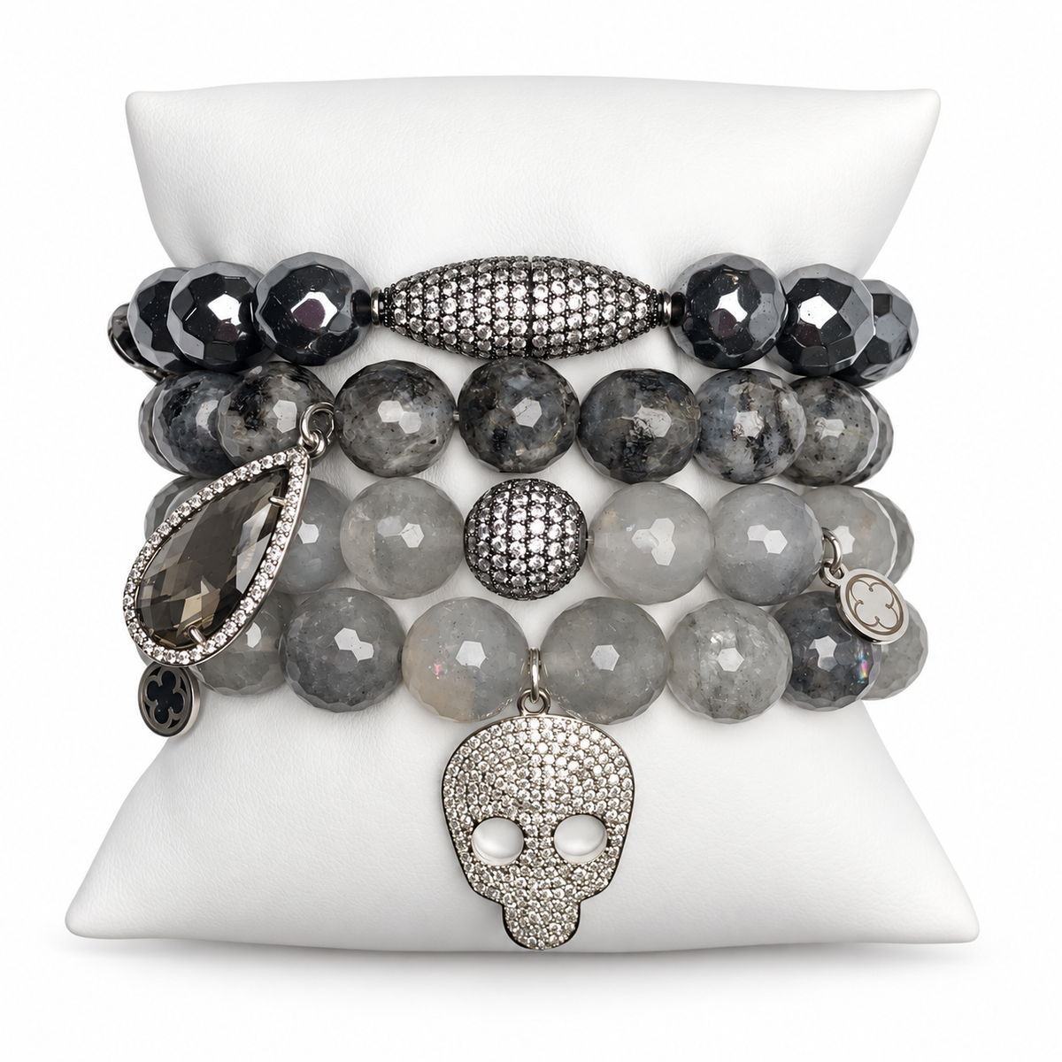 Haunting Halloween Skull Armparty on white studio background