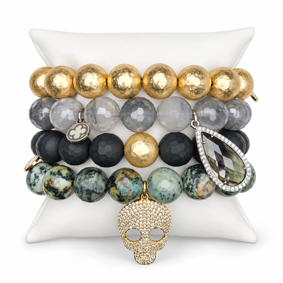 Gold Grunge Armparty on white studio background
