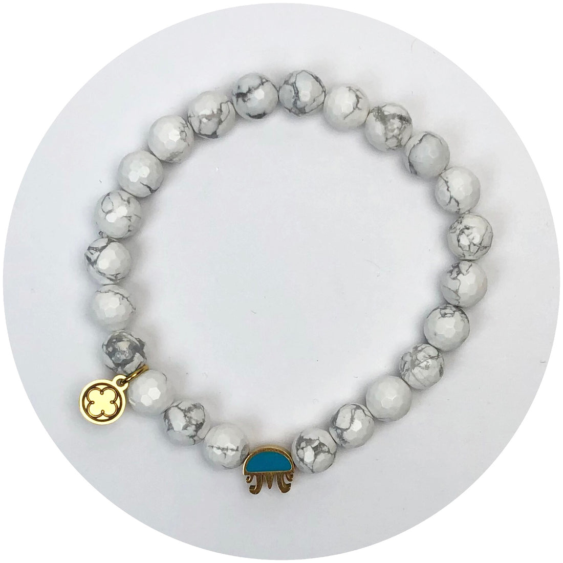 Mens White Howlite with Jellyfish Accent