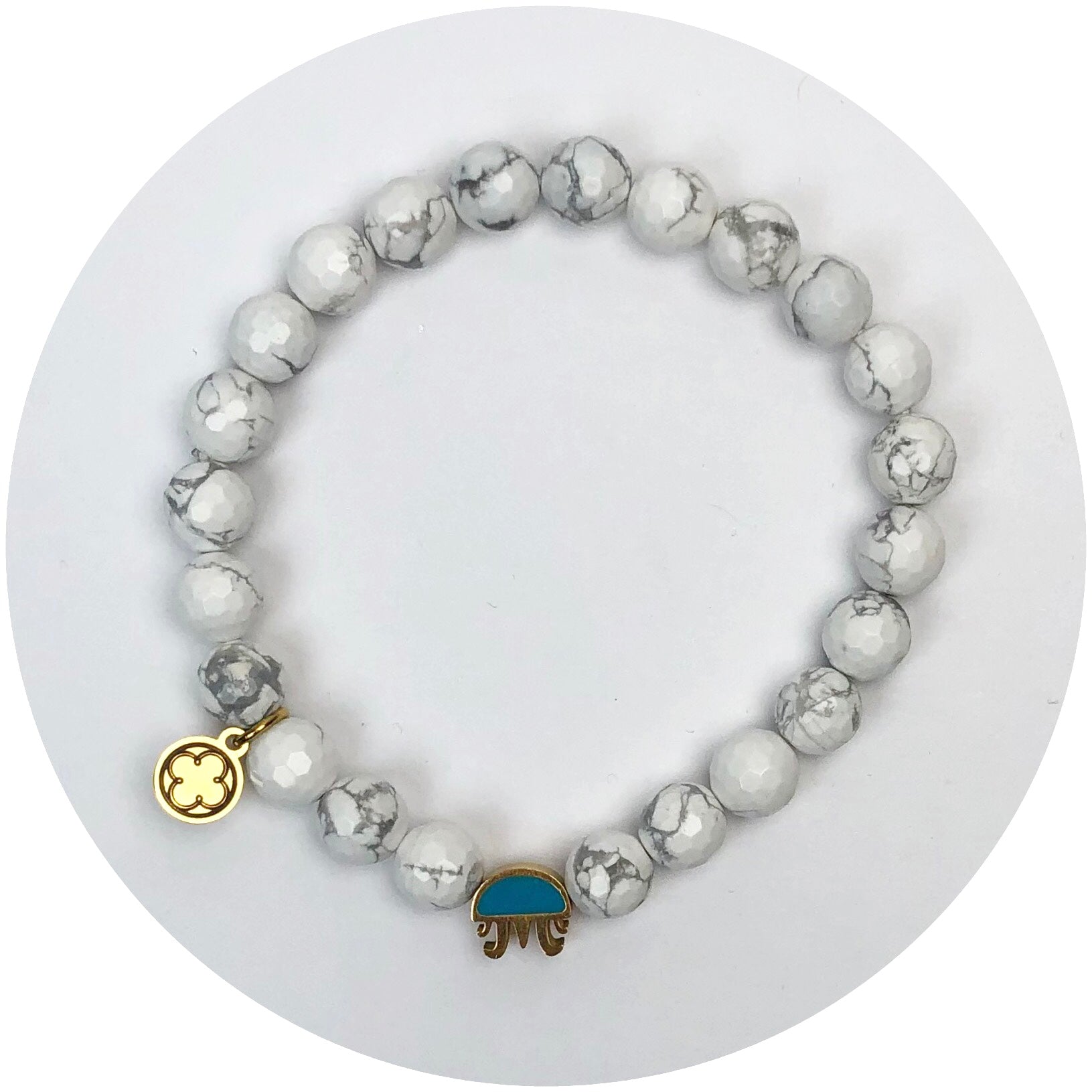 Mens White Howlite with Jellyfish Accent