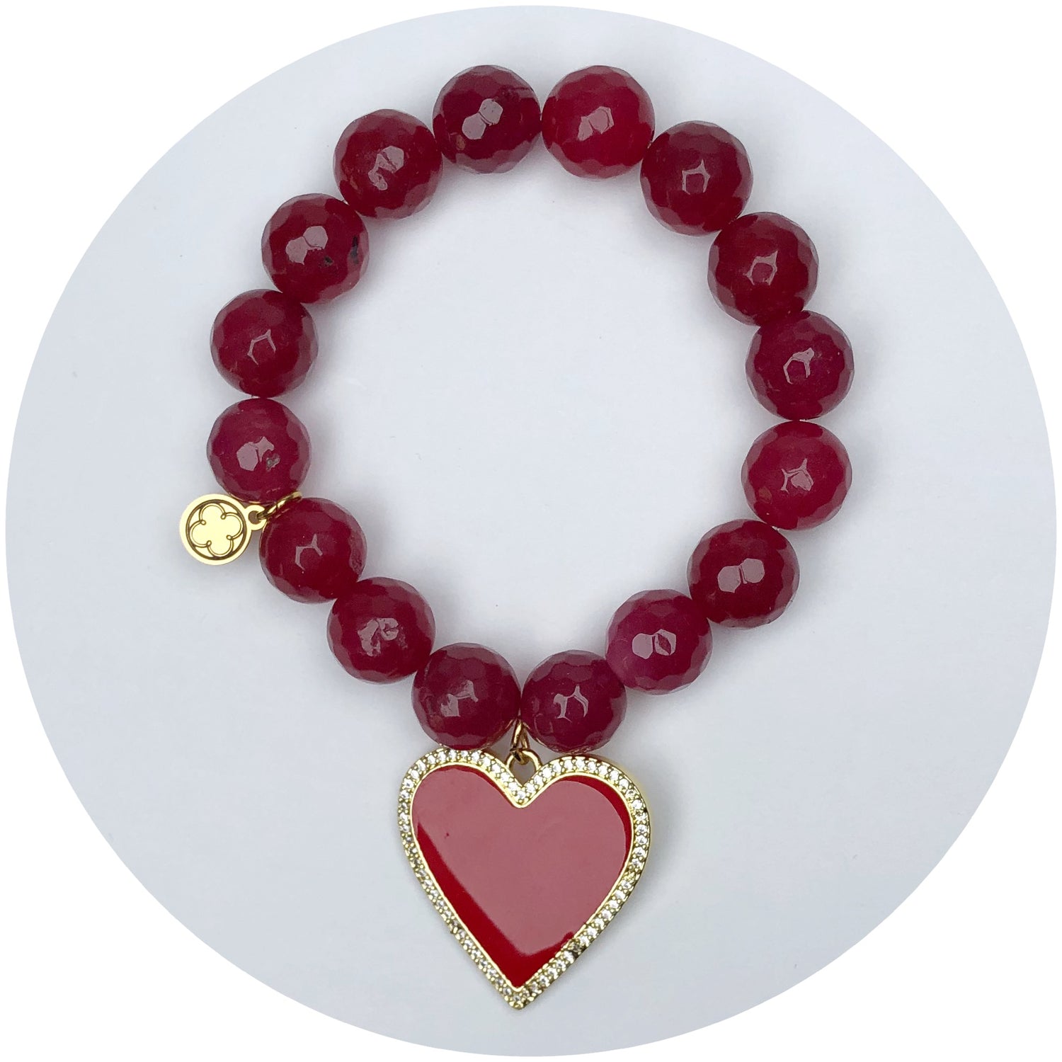 Scarlet Red Jade with Pavé Red Heart Pendant
