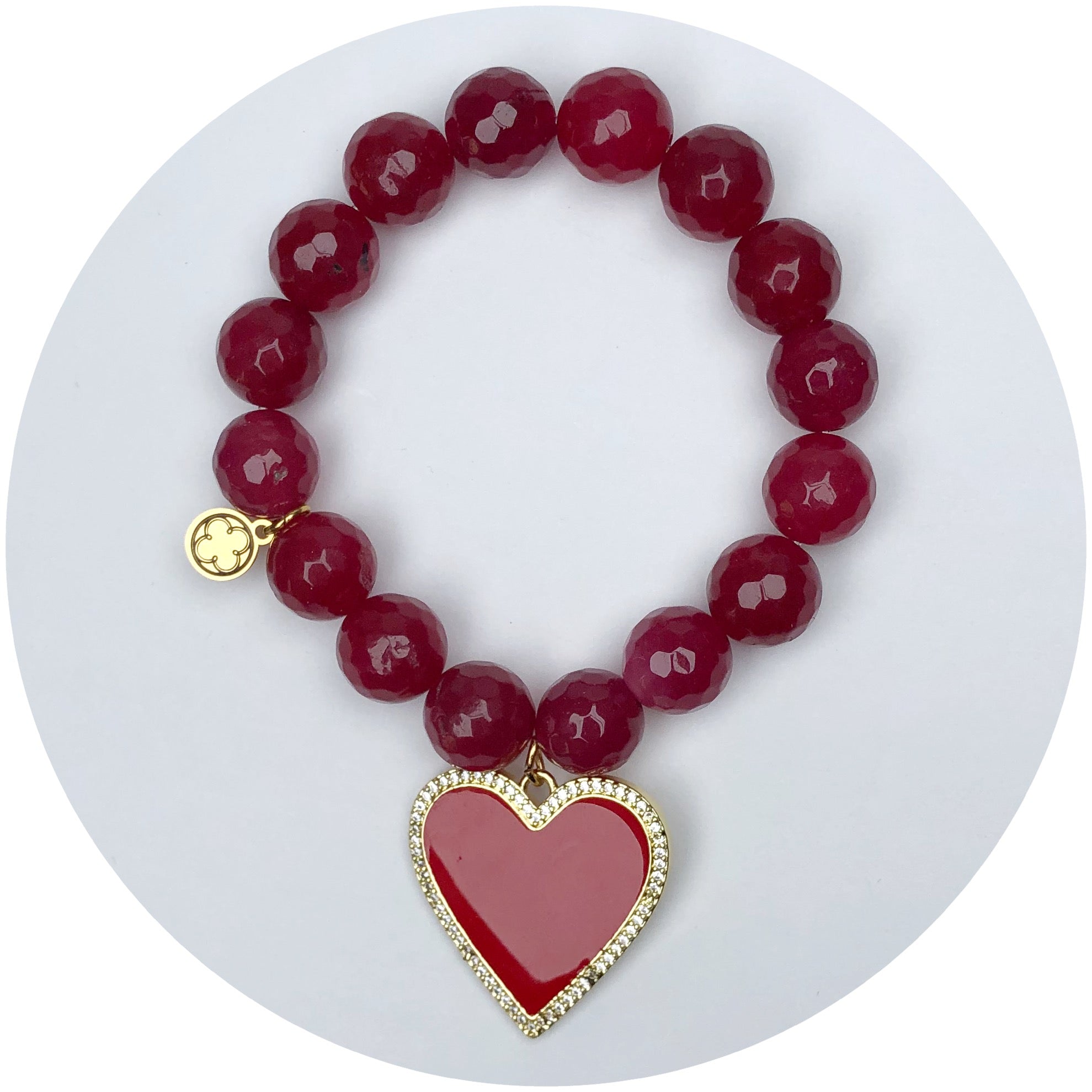 Scarlet Red Jade with Pavé Red Heart Pendant